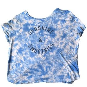 sunshine and smoothies blue tie dye tee